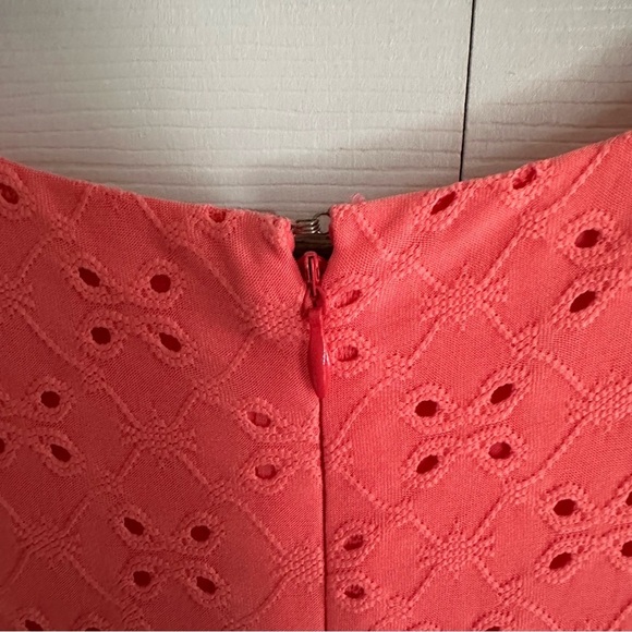 1X Hutch Anthropologie Coral Eyelet Box Pleat Fit & Flare Dress with Pockets - Picture 3 of 10